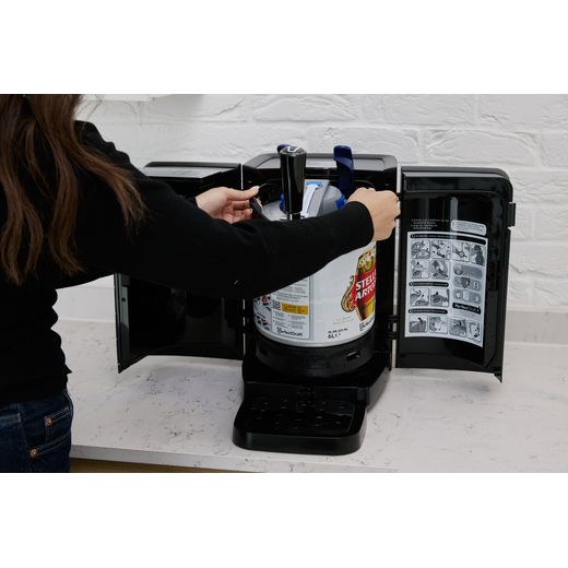 PerfectDraft Draft Beer Dispenser - lifestyle - woman removing keg from beer dispenser